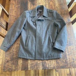 MICHAEL KORSE MOCHA BROWN MILITARY WOOL PEACOAT size Large excellent condition.